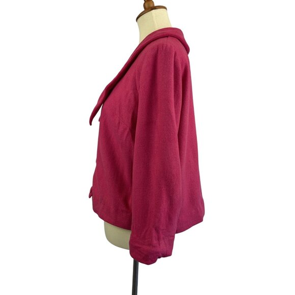 Vintage Hip Length Swing Coat Hot Pink Wool Women’s Size L 3/4 Sleeve - Picture 4 of 11